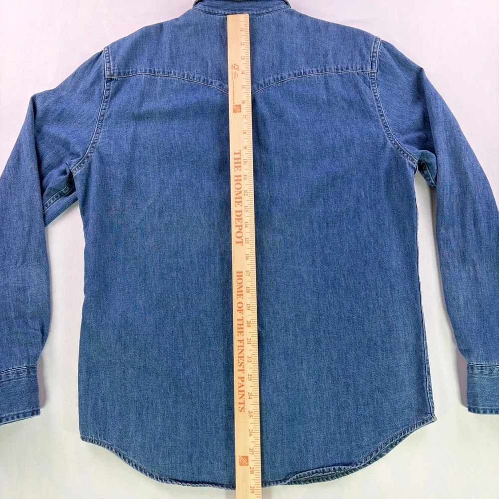 Levi's Standard Western Denim Shirt Mens M Medium Wash Pearl Snap Cowboy Fit
